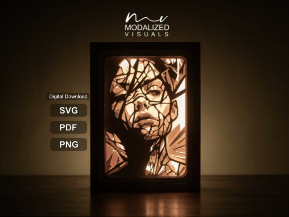 Abstract Woman Portrait Lightbox: 3D SVG Shadow Boxes