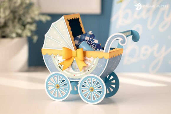 Baby Carriage Keepsake SVG: 3D SVG for Baby Branding