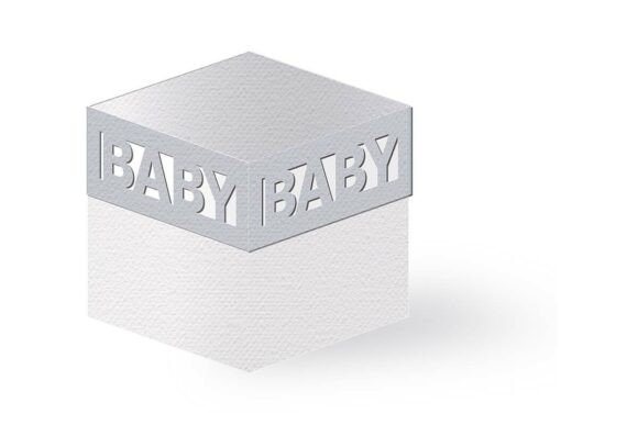 Baby Word Cut out Lid Cube Box: 3D SVG for Thoughtful Baby Branding