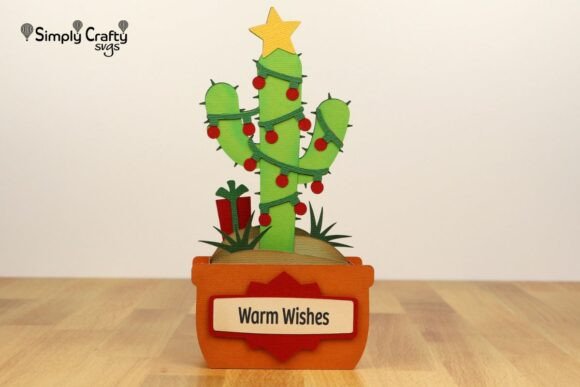 Cactus Christmas Card SVG: Festive 3D SVG for Holiday Sellers