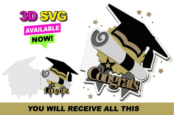 Congrats Graduation Card: 3D SVG for Shapes-Based Design
