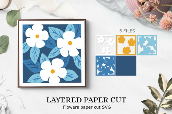 Flower Shadowbox SVG: 3D Home Décor Design Asset