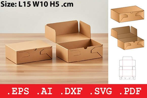 Folding Lock Tab Rectangular Box for 3D SVG Objects