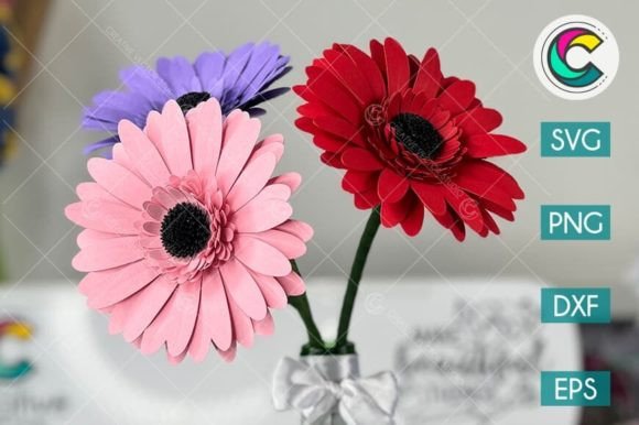 Gerbera Flower SVG: 3D Paper Flowers for Editorial Design