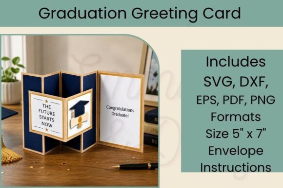 Graduation Accordion Card SVG: 3D Design for Editorial Impact