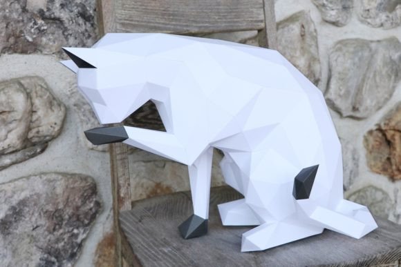 Licky Cat Paper Sculpture: 3D SVG Animals for Branding