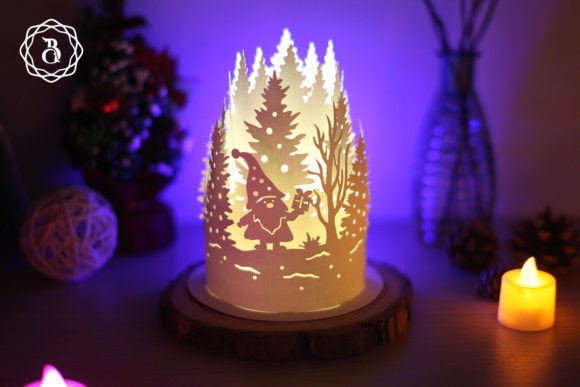 Paper Lanterns Christmas Gnomes: 3D SVG for Editorial Joy