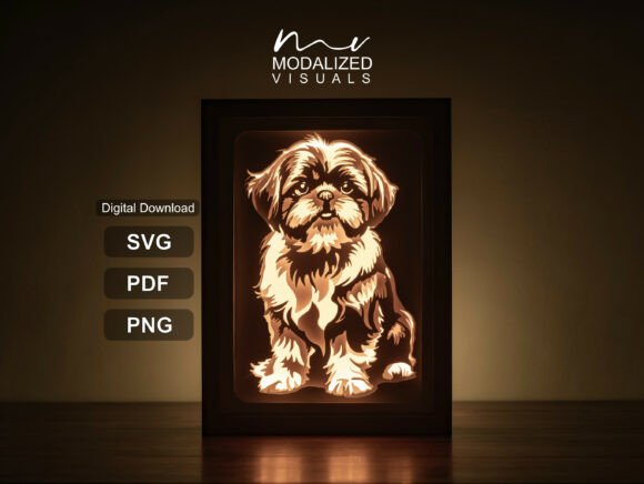 Shih Tzu Lightbox Paper Cut Shadow Box: 3D SVG for Local Branding