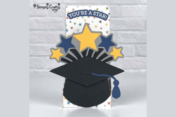 Star Graduate Box Card SVG: 3D Graduation Design