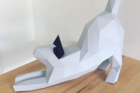 Stretching Cat Paper Sculpture: A 3D SVG Animals Review