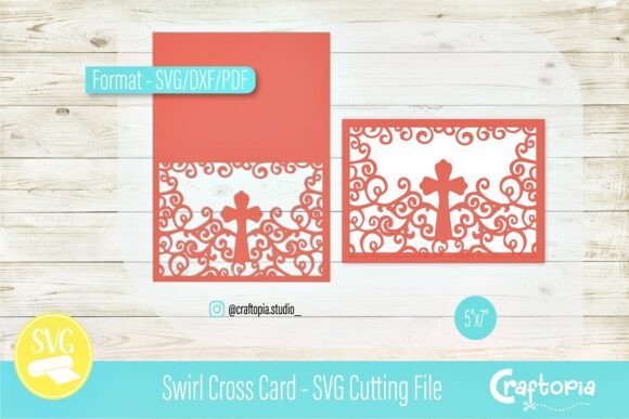 Swirl Cross Card – SVG Cutting File: A 3D SVG for Baptism Branding