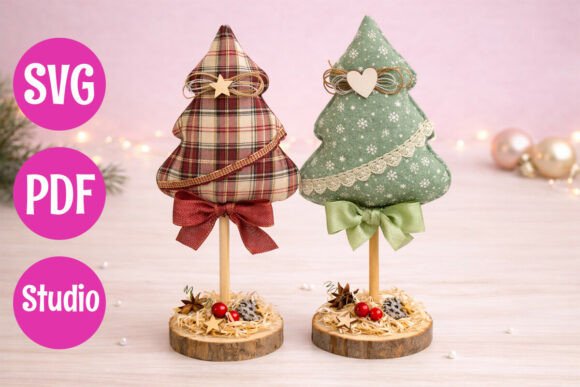 Tree Shapes Pattern for Felt Crafts: 3D SVG Christmas Templates