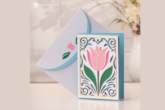 Tulip Flourish Card SVG for 3D SVG Flowers & Crafts